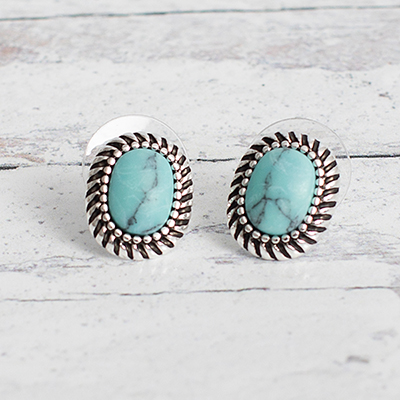 CHAPS<sup>&reg;</sup> Turquoise Stud Earrings - These turquoise oval stud earrings from Chaps will add a modern touch of color to an array of ensembles. Pierced.